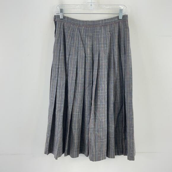 Pendleton Vintage Blue/Yellow Plaid Midi Pleated Skirt Women’s S Polyester/Silk - Picture 2 of 6